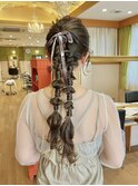 ★ツインアレンジ/お呼ばれヘア/結婚式/2次会/ポニーテール★