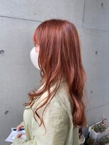 アチーブリス(achieve Liss)&nbsp;ハイトーンブリーチオレンジ暖色系派手髪 ウェーブロング