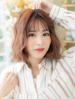 カバーヘア ブリス 大宮西口(COVER HAIR bliss) ミルクティーピンクくせ毛風ゆるふわミディc3大宮20代30代40代