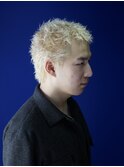 10代20代スパイキーショートイージーパーマメンズハイトーン