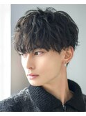 ツーブロック黒髪人気無造作マッシュ