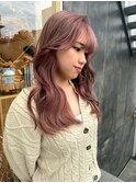 【ピンクベージュ×ロング】#ダブルカラー#ブリーチ