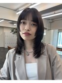 ミディアムストレート　ザクザクレイヤー　透明感カラー