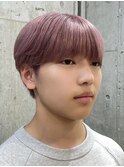 メンズハイトーンミルクティーピンクベージュカラーダブルカラー