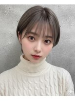 ヘアーズ ベリー 香椎店(hairs BERRY)&nbsp;韓国風透明感ショートボブ暗髪グレージュ/似合わせカット