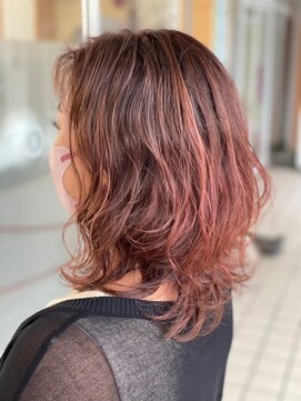 美容室 びゃんびゃん 社店 デジタルパーマホットパーマ/巻いたようなパーマ/ミディアム