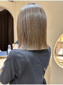 ワンブリーチカラータッセルボブ切りっぱなしボブ長めボブ横浜