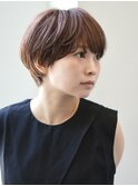 切りっぱなしショート・ボブ/絶壁解消/前髪なし/20代/30代/丸顔