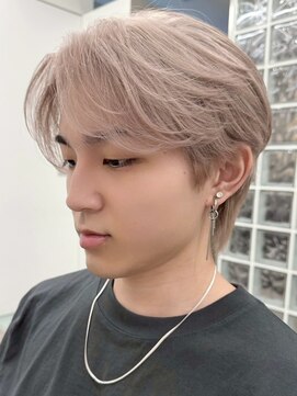 サンクマーケット 渋谷(cinq MARKET) 渋谷メンズブリーチカラーダブルカラーミルクティーベージュ韓国