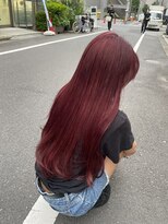 ニコ トウキョウ 渋谷(nico TOKYO)&nbsp;ダブルカラーチェリーレッドピンクブラウン韓国レイヤーロング