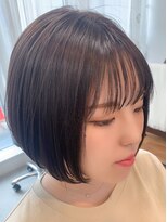 ハク アトリエ(HaKU atelier)&nbsp;黒髪10代20代シースルーバング小顔前下がりひし形スリークボブ