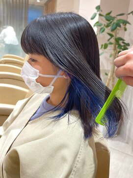 マックス フォー ヘアー(MAX FOR HAIR) 【デザインカラー】綺麗なロングボブ×インナーカラーブルー◎