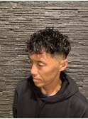 ツーブロックビジネスショートフェードスパイラルツイストパーマ