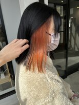 ナンバー 竪町(number+)&nbsp;大人かわいいストレート切りっぱなしイヤリングカラーオレンジ