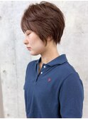 モカブラウン20代30代40代大人丸みショートボブ前髪あり
