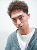 フェザーパーマ/ブルーブラック/刈り上げセンターパート[新宿]