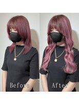 あるじゃんすー 静岡店&nbsp;ボルドーxチェリーピンク#シールエクステ#くびれヘア#韓国#静岡