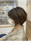 ハイライトショートボブ