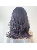 20代30代40代◎小顔ミディアムボブ×外ハネ×パープル×アッシュ
