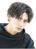 ツイストスパイラルセンターパートメンズパーマショートウルフ