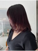 深みカラーボルドー鎖骨ボブレイヤーカットAujuaトリートメント