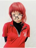 アシンメトリーレッドショート