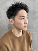 メンズツイストパーマスパイキーショートブルーブラック刈り上げ