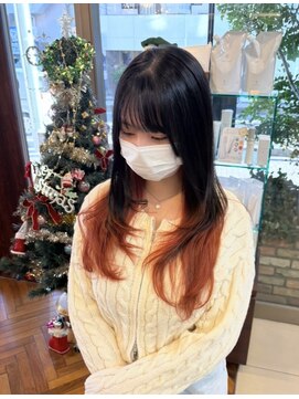 インナーカラーChoral RED×フェイスレイヤー