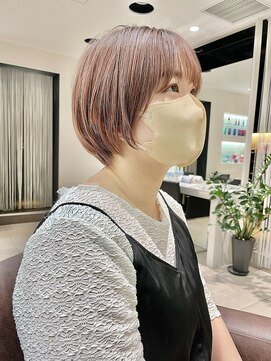 丸みショート/ショートボブ/大人ショートボブ/ピンクベージュ