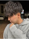 ミニウルフチェリーブラウンホワイトグレージュフェザーパーマ