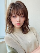 外ハネボブ　ショコラベージュ　くせ毛カット　抜け感