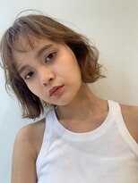 エイミー 布施店(eimee)&nbsp;切りっぱなし小顔ロングボブカーキベージュ[布施駅/布施西北口]