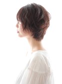 ミルクブラウン/ダークパープル/ナチュラルショート/夏/センター