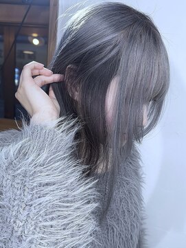 ブレイズヘアー(BLAZEhair) 【耳掛け美人】シルバー×インナーブラック×ブリーチ2回