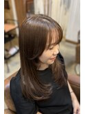 大人可愛いロングレイヤー/顔周りカット/髪質改善/柏