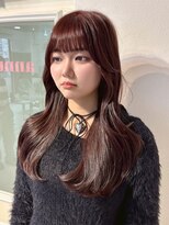 アンニュ(annuy)&nbsp;カシスブラウン 透明感カラー 顔周りレイヤー 韓国ヘア 20代