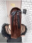 カチモリアレンジ ハーフアップ リボン 参列ヘア イベントヘア