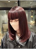 ブリーチなしダブルカラー × イルミナ透明感チェリーブラウン