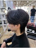 ワックスなしツーブロックメンズセンターパートニュアンスパーマ
