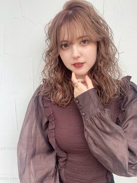 バイ ユア オウン フラワーズ コロン カバ 松本駅前(buy your own flowers : kava) 10代20代大人かわいいダブルカラーブリーチミルクティーカラー