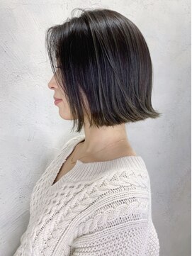 アイティー バイ アルバム 中野店(IT by ALBUM) ワンレンボブ_ウェーブパーマフォギーベージュ耳かけ_ba291051