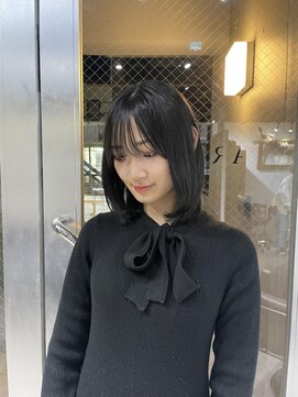 アルカナ 原宿表参道(ARCANA) 黒髪グレーベージュレイヤーロング前髪パーマ アッシュブラック