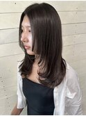 顔周りレイヤーカット/グレージュ/前髪無し/韓国/熊本美容室