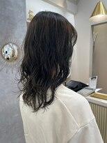 ポジ(poji)&nbsp;ブルーブラック　透明感カラー　艶髪　ハイライト　パーマ