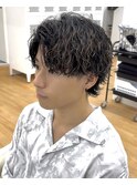 【波巻きツイスパ　コンマバングウルフ】メンズパーマ