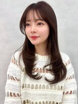 エジョン 三鷹店(Aejon)&nbsp;顔まわりレイヤーカット姫カットレイヤーアプリコットオレンジ