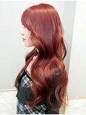 ブリーチなしカラー◎ワインレッド×韓国風レイヤーカット