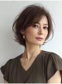 白髪ぼかし脱白髪染め似合わせショートボブ40代50代60代