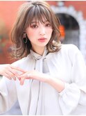 レイヤーココアブラウンフリンジウェーブ/20代/30代/40代/表参道