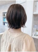 福山市美容室Caary人気 チャコールグレーカラー艶外ハネボブ